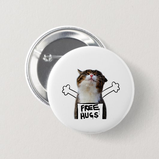 Kat Holding Free Huggen Sign Ronde Button 5,7 Cm (Voorkant /achterkant)