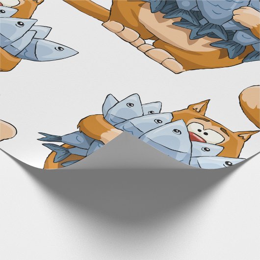 Kat Holding Vis Cadeaupapier