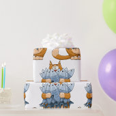 Kat Holding Vis Cadeaupapier