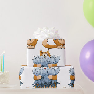 Kat Holding Vis Cadeaupapier