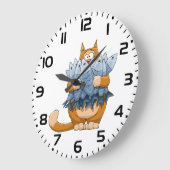 Kat Holding Vis Grote Klok (Hoek)