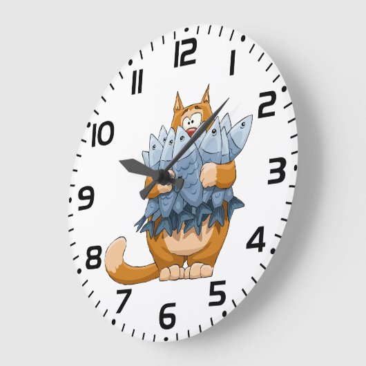 Kat Holding Vis Grote Klok (Hoek)