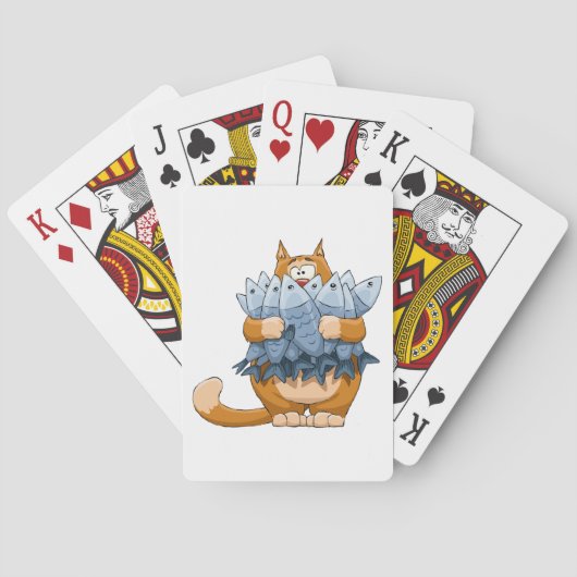 Kat Holding Vis Pokerkaarten (Achterkant)