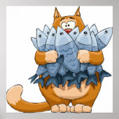 Kat Holding Vis Poster (Voorkant)