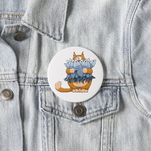 Kat Holding Vis Ronde Button 7,6 Cm