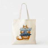 Kat Holding Vis Tote Bag (Achterkant)