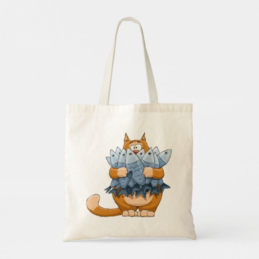 Kat Holding Vis Tote Bag (Achterkant)