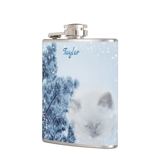 Kat Holiday White Kerstmis Heupfles (Links)