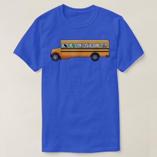 Kat, hond en duck in een schoolbus Funny13 T-shirt (Design voorkant)
