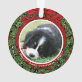 Kat Hond foto Eerste Kerstmis bessen Ornament (achterkant)
