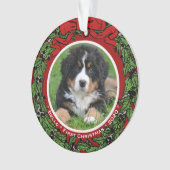 Kat Hond foto Eerste Kerstmis bessen Ornament (voorkant)