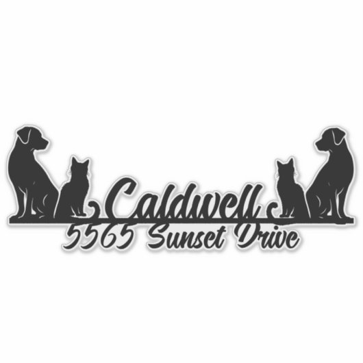 Kat & hond gepersonaliseerde brievenbus sticker (Voorkant)