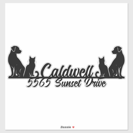 Kat & hond gepersonaliseerde brievenbus sticker (Vel)