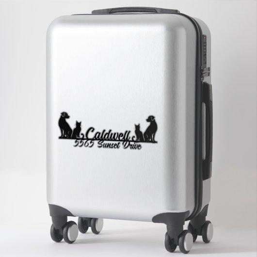 Kat & hond gepersonaliseerde brievenbus sticker (Koffer)