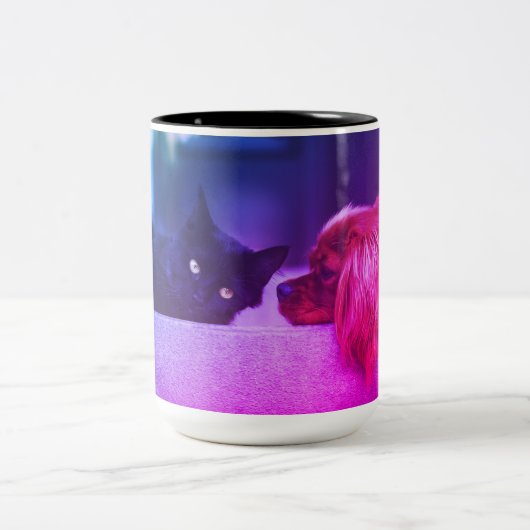 Kat & Hond Gezellige Momenten Tweekleurige Koffiemok (Center)