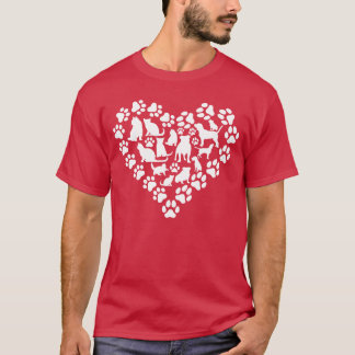 Kat Hond Hart Hondenliefhebber Kat Eigenaar Hond E T-shirt