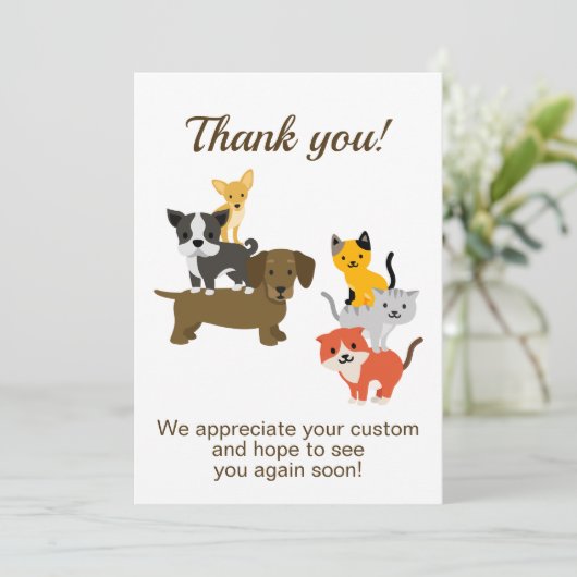 Kat hond illustratie bedankkaart (Staand voorkant)