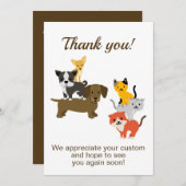 Kat hond illustratie bedankkaart (Voorkant / Achterkant)