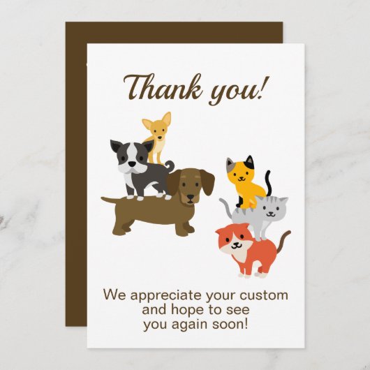 Kat hond illustratie bedankkaart (Voorkant / Achterkant)