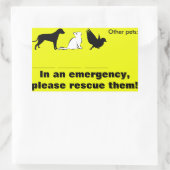 Kat, hond, "In nood, red mijn huisdieren" Rechthoekige Sticker (Tas)