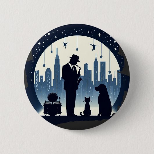 Kat, hond, Jazz Ronde Button 5,7 Cm (Voorkant)