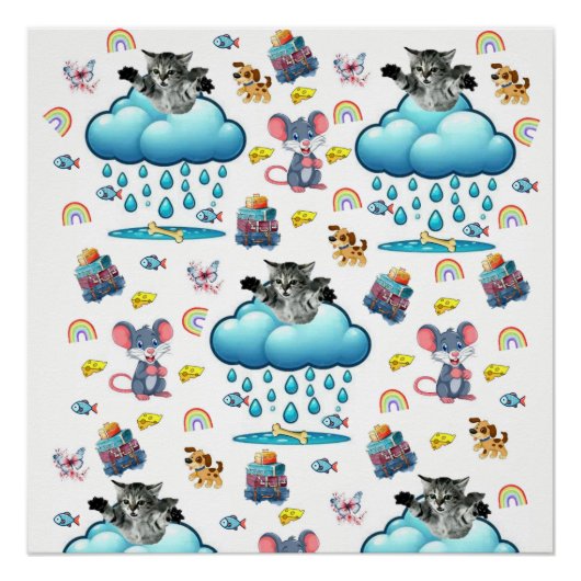 Kat Hond Muizen Regenboog Kaas Poster (Voorkant)