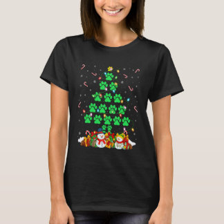 Kat Hond Poot Kerstboom Lichtjes Puppy Hond Kat Lo T-shirt