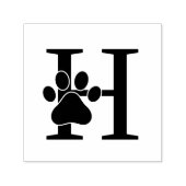 Kat Hond Pootafdruk Over Enkele Vette Initiaal Zelfinktende Stempel (Design)