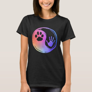 Kat Hond Pootafdruk Yin Yang Regenboog Handafdruk T-shirt