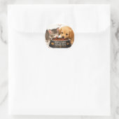 kat hond ronde sticker (Tas)