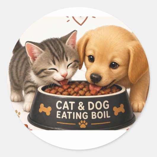 kat hond ronde sticker (Voorkant)