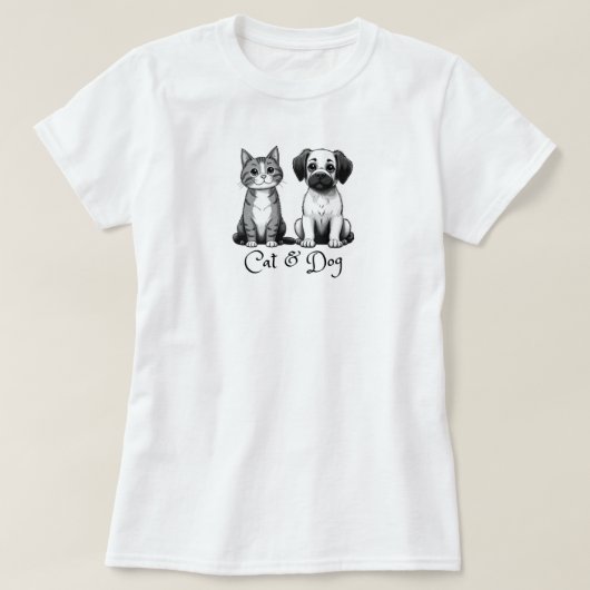 Kat & Hond Vrouw T-shirts (Design voorkant)