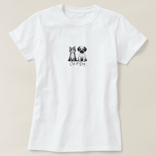 Kat & Hond Vrouw T-shirts (Design voorkant)