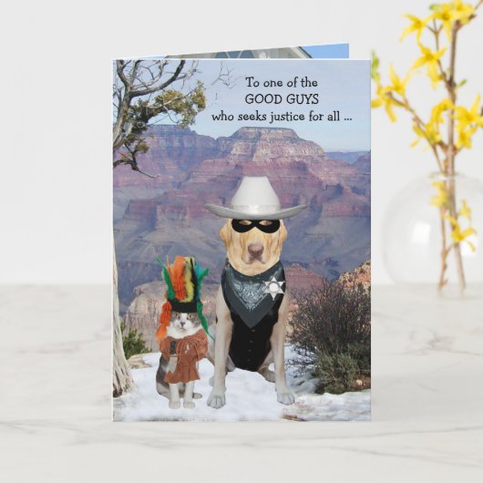 Kat & Hond Western Grappige Verjaardag voor Zoon o Kaart (Gele Bloem)