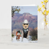 Kat & Hond Westerne Personages Grappige Verjaardag Kaart (Gele Bloem)