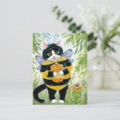 Kat Honey Bee costume briefkaart (Staand voorkant)