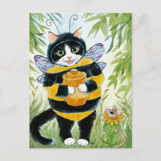 Kat Honey Bee costume briefkaart (Voorkant)