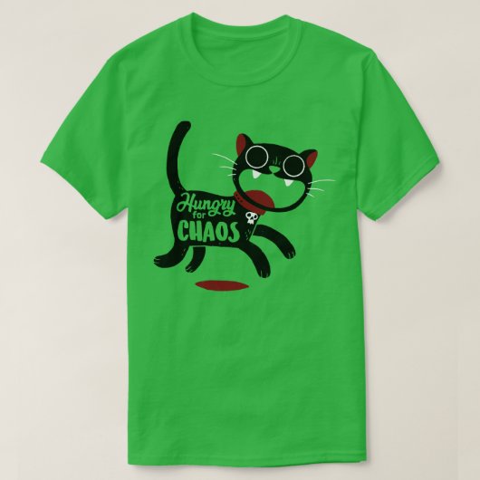 Kat hongerig naar chaos t-shirt (Design voorkant)
