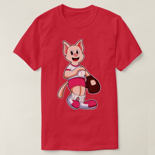 Kat Honkbal Handschoen T-shirt (Design voorkant)