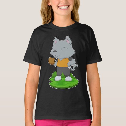 Kat Honkbal Handschoen T-shirt (Voorkant)