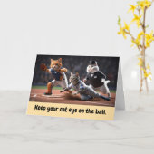 Kat honkbal kaart (Gele Bloem)