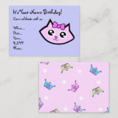 Kat hoofd Birthday-uitnodiging Informatiekaartje (Voorkant / Achterkant)