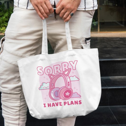 Kat hoofdtelefoon tote bag