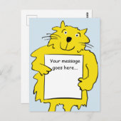 Kat houdbord voor je om je eigen bericht toe te vo briefkaart (Voorkant / Achterkant)