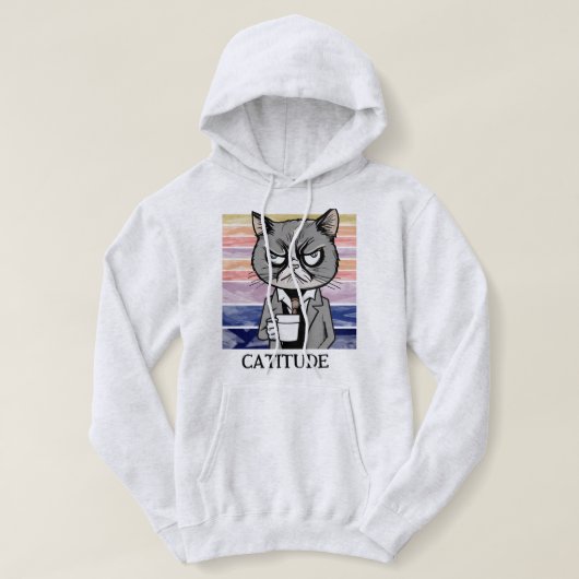 Kat houding "Catitude" trui, grappige kat mam Hoodie (Design voorkant)