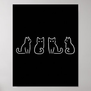 Kat Houdingen Kat Liefhebber Minimalistische Kunst Poster