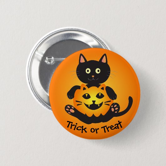 Kat houdt Jack-o'-Lantern vast Ronde Button 5,7 Cm (Voorkant /achterkant)