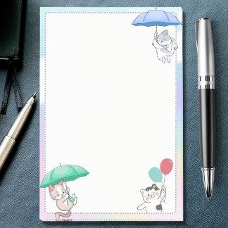 Kat houdt paraplu en ballon vliegend in de lucht post-it® notes