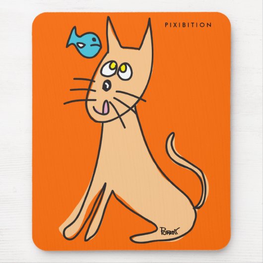 Kat houdt van Fish Mousepad Muismat (Voorkant)