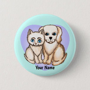 Kat houdt van hond TBA Ronde Button 5,7 Cm